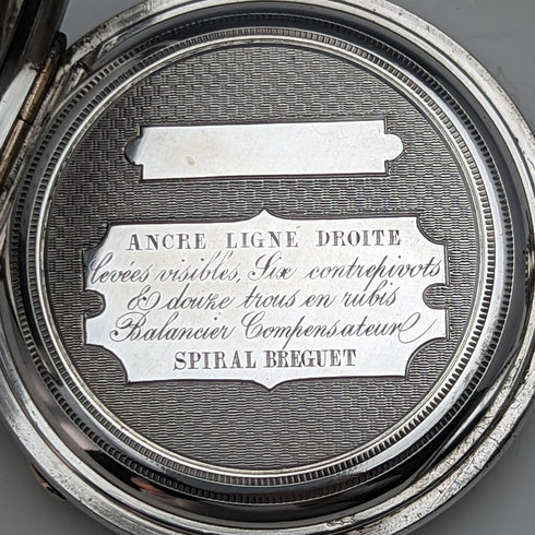 Antique unsigned pocket watch made in France, silver side open face, works well